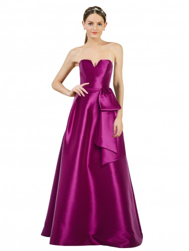Satin Long V-Neck A-Line Prom Dress / Bridesmaid Dress Sudbury