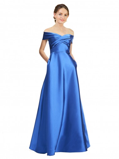 Satin Long Off the Shoulder A-Line Black Tie Evening Gown / Prom Dress / Bridesmaid Dress Sudbury