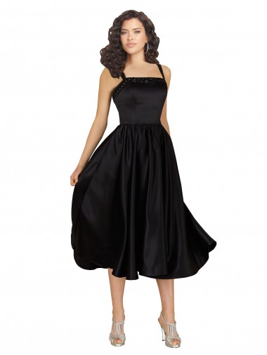 Satin Knee Length Square Neck A-Line Prom Dress / Bridesmaid Dress Sudbury