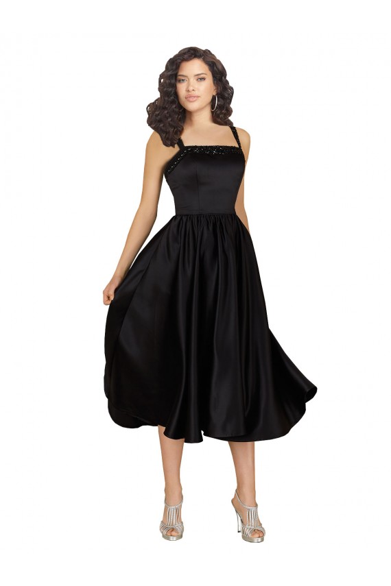 Satin Knee Length Square Neck A-Line Prom Dress / Bridesmaid Dress Sudbury