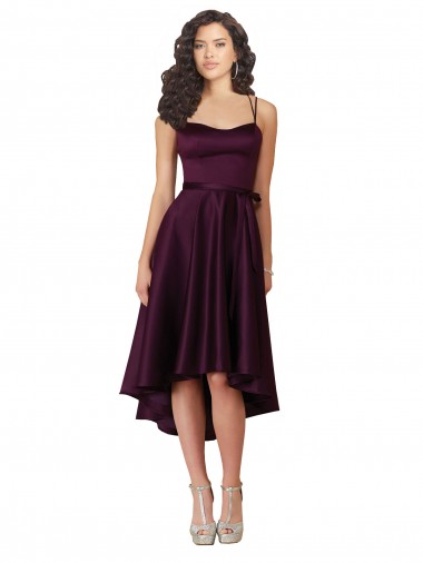Satin Criss Cross Back Short Sweetheart A-Line High Low Prom Dress / Bridesmaid Dress Sudbury