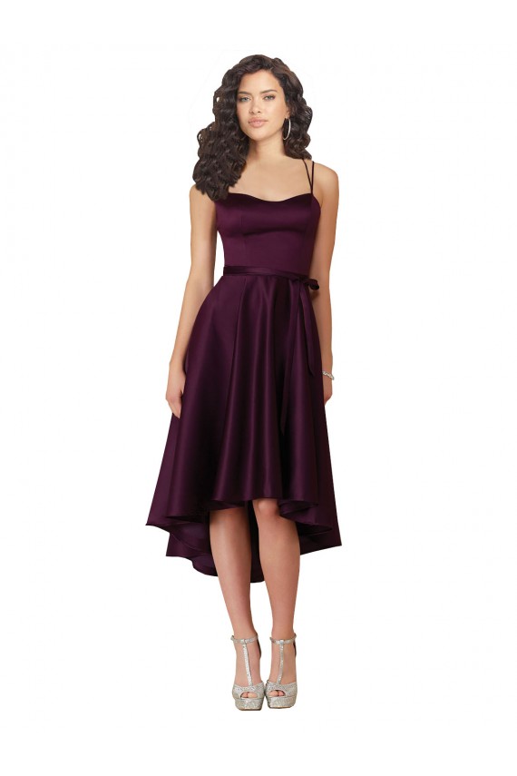 Satin Criss Cross Back Short Sweetheart A-Line High Low Prom Dress / Bridesmaid Dress Sudbury