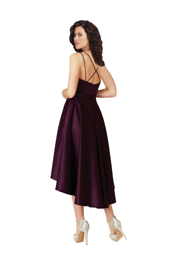 Satin Criss Cross Back Short Sweetheart A-Line High Low Prom Dress / Bridesmaid Dress Sudbury
