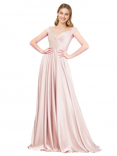 Satin Long Off the Shoulder A-Line Formal Evening Gown / Prom Dress / Bridesmaid Dress Sudbury