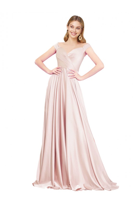 Satin Long Off the Shoulder A-Line Formal Evening Gown / Prom Dress / Bridesmaid Dress Sudbury