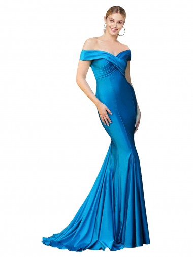 Satin Long Off the Shoulder Mermaid Formal Evening Gown / Prom Dress / Bridesmaid Dress Sudbury
