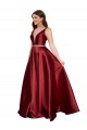 Satin V-Back Long V-Neck A-Line Formal Plus Size Evening Gown / Prom Dress / Bridesmaid Dress Sudbury