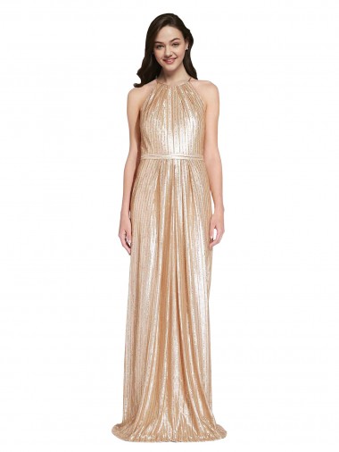 Sequin Long Halter Neck Sheath Formal Evening Gown / Prom Dress / Bridesmaid Dress Sudbury