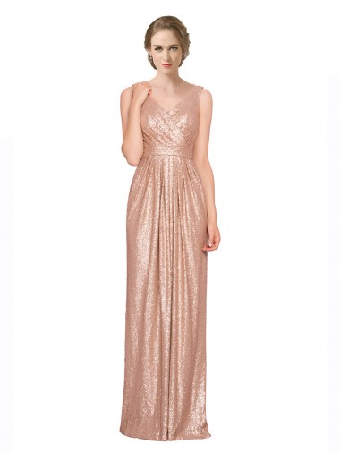 Sequin Long V-Neck Sheath Bridesmaid Dress / Evening Dress Sudbury