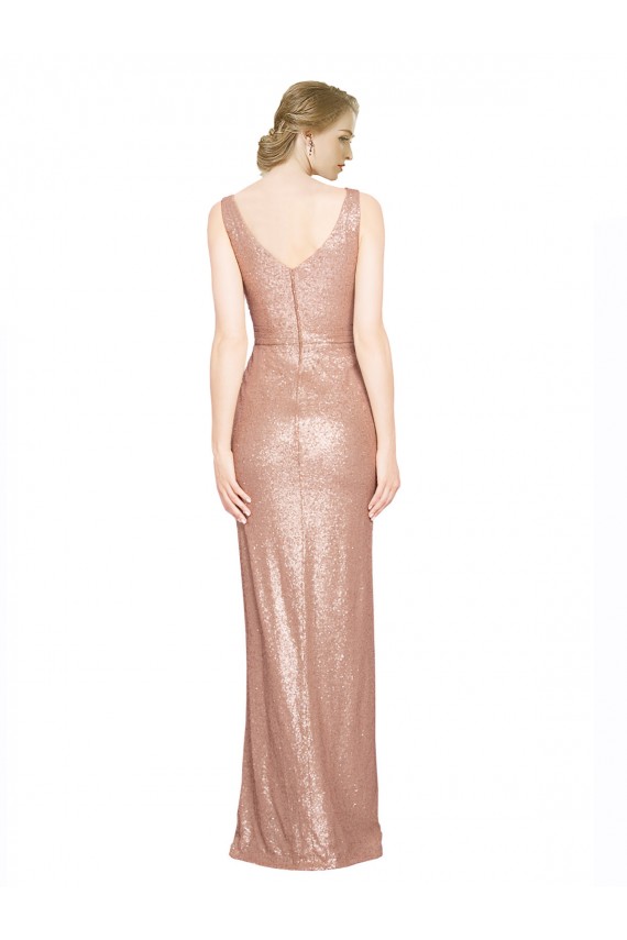 Sequin Long V-Neck Sheath Bridesmaid Dress / Evening Dress Sudbury
