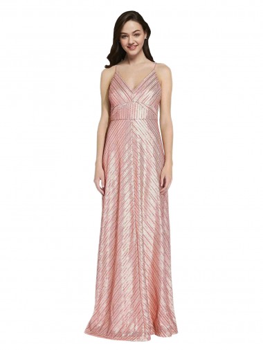 Sequin Low Back Long V-Neck Sheath Formal Evening Gown / Prom Dress / Bridesmaid Dress Sudbury