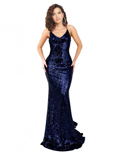 Sequin Low Back Long V-Neck Mermaid Formal Evening Gown / Prom Dress / Bridesmaid Dress Sudbury