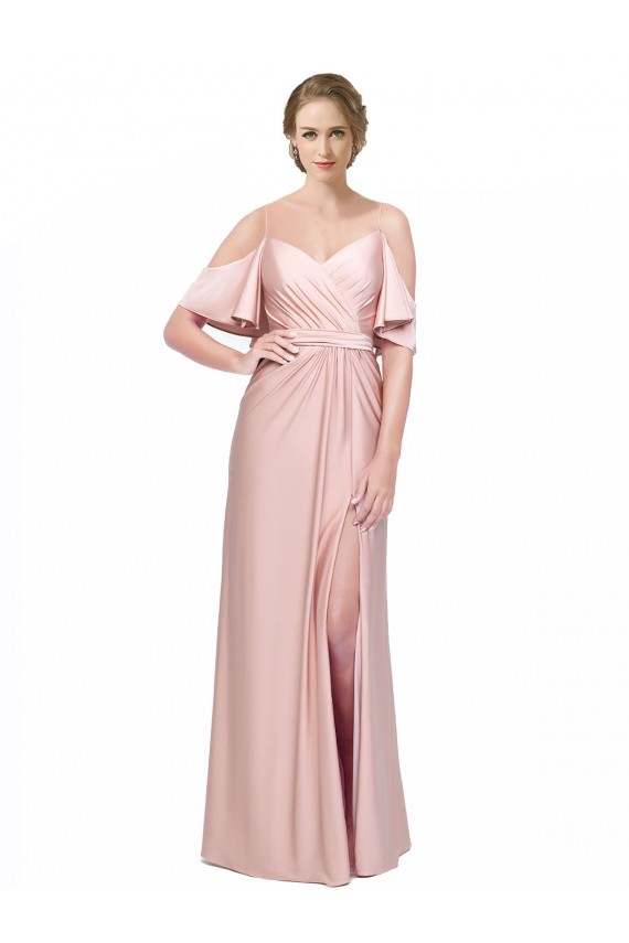 Silk like Satin Low Back Long Off the Shoulder Sheath Formal Evening Gown / Prom Dress / Bridesmaid Dress Sudbury