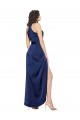 Silk like Satin Long Halter Neck Sapphire A-Line High Low Evening Gown / Prom Dress / Bridesmaid Dress Sudbury
