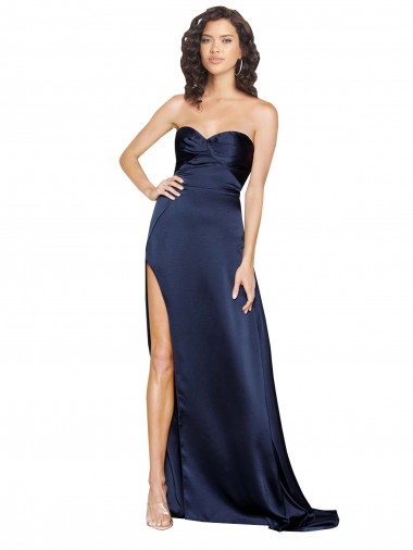 Silk like Satin Low Back Long Sweetheart A-Line Formal Evening Gown / Prom Dress / Bridesmaid Dress Sudbury