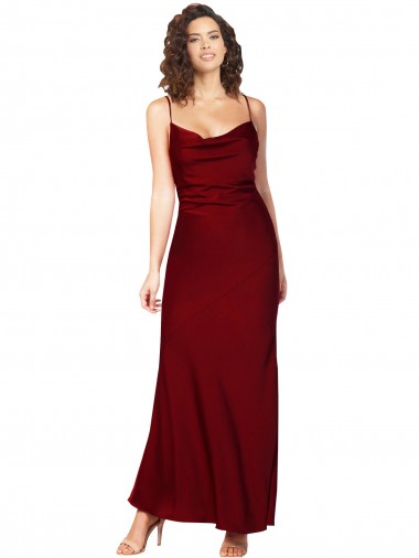 Silk like Satin Low Back Long Cowl Neck Sheath Black Tie Evening Gown / Prom Dress / Bridesmaid Dress Sudbury