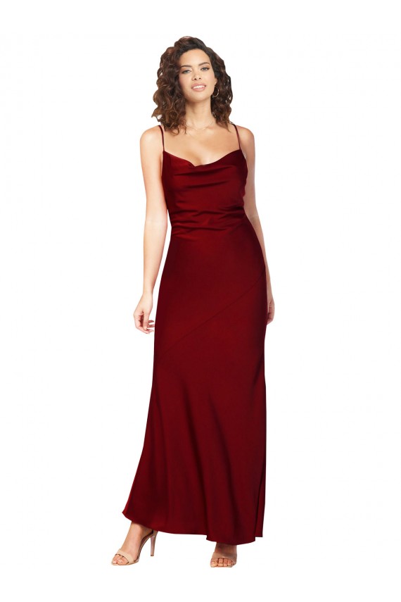 Silk like Satin Low Back Long Cowl Neck Sheath Black Tie Evening Gown / Prom Dress / Bridesmaid Dress Sudbury