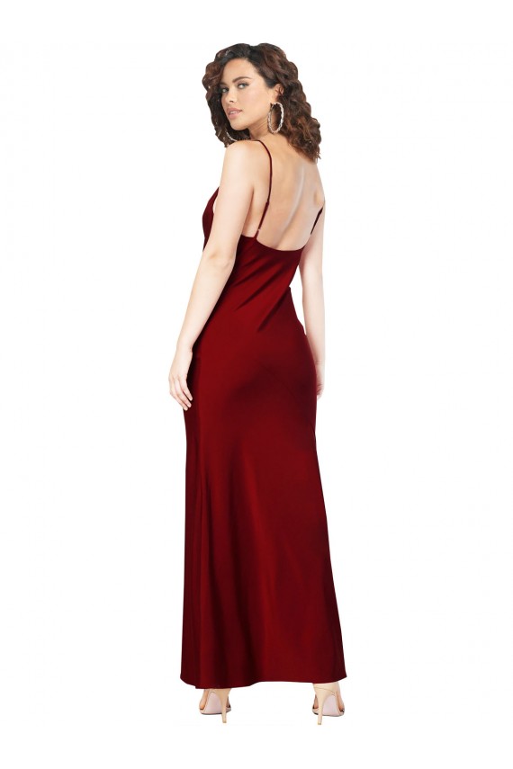 Silk like Satin Low Back Long Cowl Neck Sheath Black Tie Evening Gown / Prom Dress / Bridesmaid Dress Sudbury