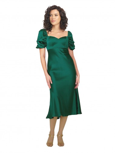 Silk like Satin Low Back Midi Length Sweetheart A-Line Formal Evening Gown / Prom Dress / Bridesmaid Dress Sudbury