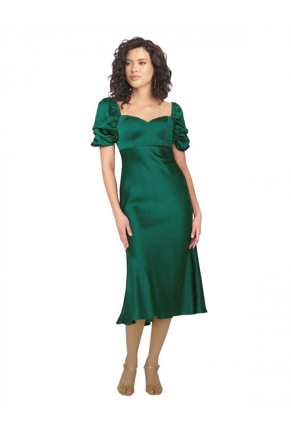 Silk like Satin Low Back Midi Length Sweetheart A-Line Formal Evening Gown / Prom Dress / Bridesmaid Dress Sudbury