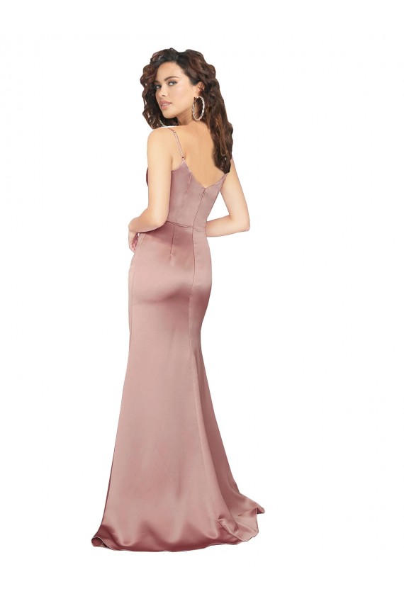 Silk like Satin V-Back Long V-Neck Sheath Black Tie Evening Gown / Prom Dress / Bridesmaid Dress Sudbury