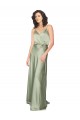 Silk like Satin V-Back Long V-Neck A-Line Formal Evening Gown / Bridesmaid Dress Sudbury