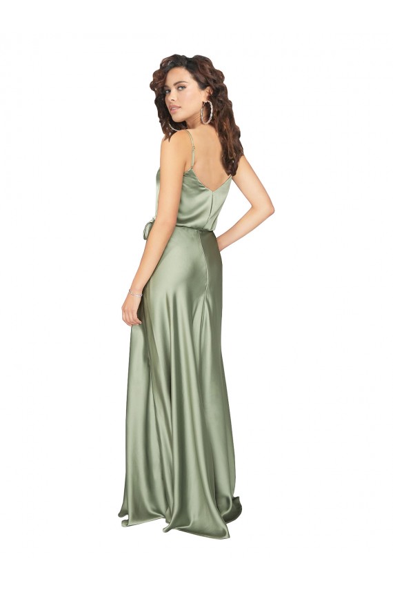 Silk like Satin V-Back Long V-Neck A-Line Formal Evening Gown / Bridesmaid Dress Sudbury