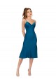 Silk like Satin Low Back Midi Length V-Neck A-Line Prom Dress / Bridesmaid Dress Sudbury