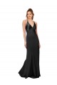 Silk like Satin Criss Cross Back Long V-Neck Sheath Black Tie Evening Gown / Prom Dress / Bridesmaid Dress Sudbury