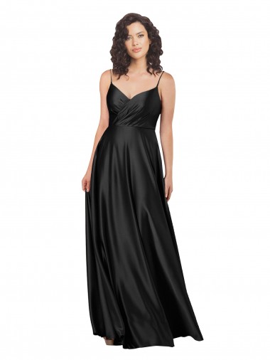 Silk like Satin Low Back Long V-Neck A-Line Formal Dress / Bridesmaid Dress Sudbury