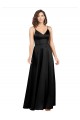 Silk like Satin V-Back Long V-Neck Black A-Line Formal Evening Gown / Prom Dress / Bridesmaid Dress Sudbury