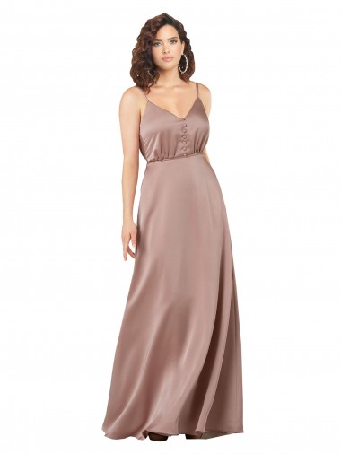 Silk like Satin Long V-Neck A-Line Formal Evening Gown / Bridesmaid Dress Sudbury