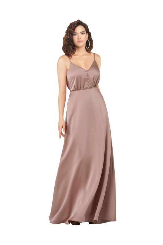 Silk like Satin Long V-Neck A-Line Formal Evening Gown / Bridesmaid Dress Sudbury
