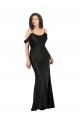Silk like Satin Low Back Long Off the Shoulder Black A-Line Formal Dress / Bridesmaid Dress Sudbury