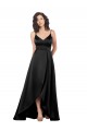 Silk like Satin Low Back Long V-Neck A-Line High Low Evening Gown / Prom Dress / Bridesmaid Dress Sudbury