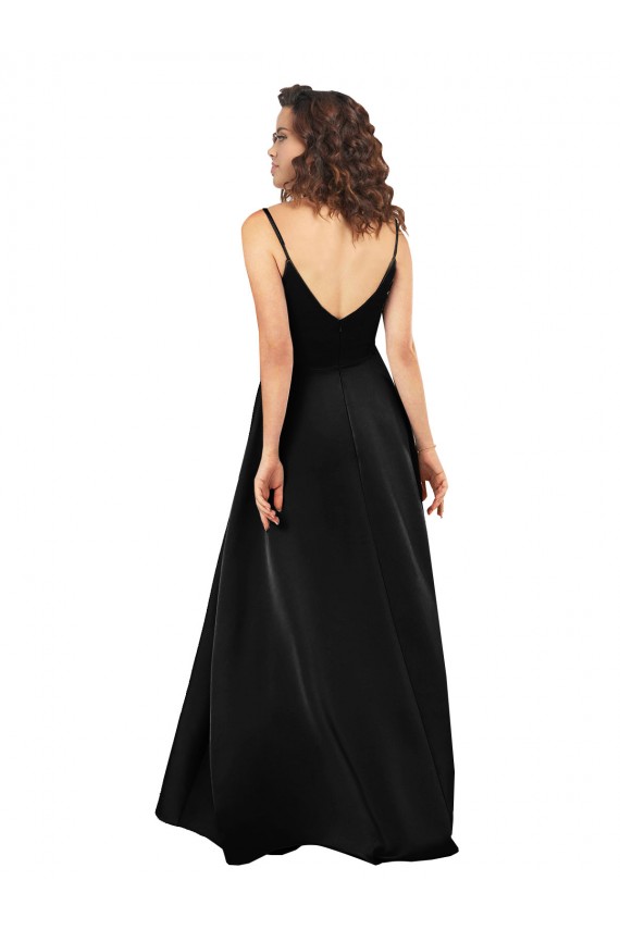 Silk like Satin Low Back Long V-Neck A-Line High Low Evening Gown / Prom Dress / Bridesmaid Dress Sudbury
