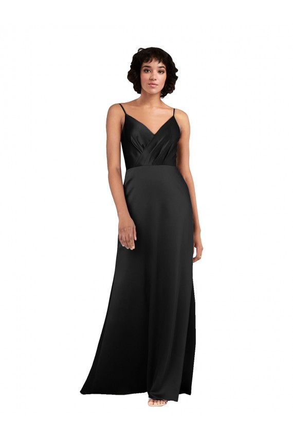 Silk like Satin Long V-Neck Column Formal Evening Gown / Prom Dress / Bridesmaid Dress Sudbury