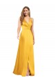 Silk like Satin Open Back Long V-Neck A-Line Formal Dress / Bridesmaid Dress Sudbury