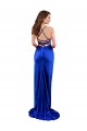 Silk like Satin Criss Cross Open Back Long Cowl Neck Royal Blue Sheath Formal Evening Gown / Prom Dress / Bridesmaid Dress Sudbury