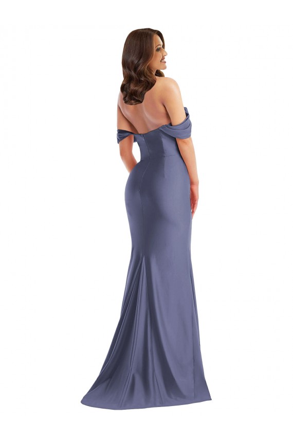 Silk like Satin Low Back Long Off the Shoulder Mermaid Black Tie Plus Size Evening Gown / Prom Dress / Bridesmaid Dress Sudbury