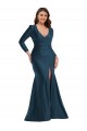 Silk like Satin Long V-Neck Atlantic Blue Mermaid Formal Plus Size Evening Gown / Prom Dress / Bridesmaid Dress Sudbury