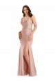 Silk like Satin Long V-Neck Dusty Pink Mermaid Formal Plus Size Evening Gown / Prom Dress / Bridesmaid Dress Sudbury