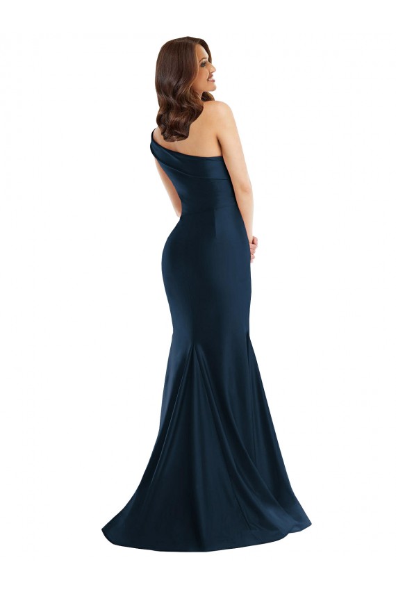 Silk like Satin Long One Shoulder Light Sky Blue Mermaid Formal Evening Gown / Prom Dress / Bridesmaid Dress Sudbury