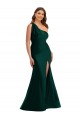 Silk like Satin Long One Shoulder Ever Green Mermaid Formal Plus Size Evening Gown / Prom Dress / Bridesmaid Dress Sudbury