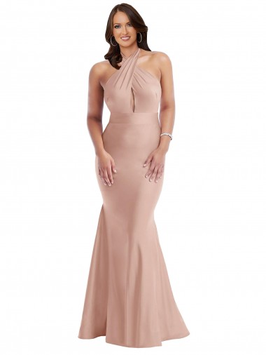 Silk like Satin Open Back Long Halter Neck Mermaid Formal Plus Size Evening Gown / Prom Dress / Bridesmaid Dress Sudbury