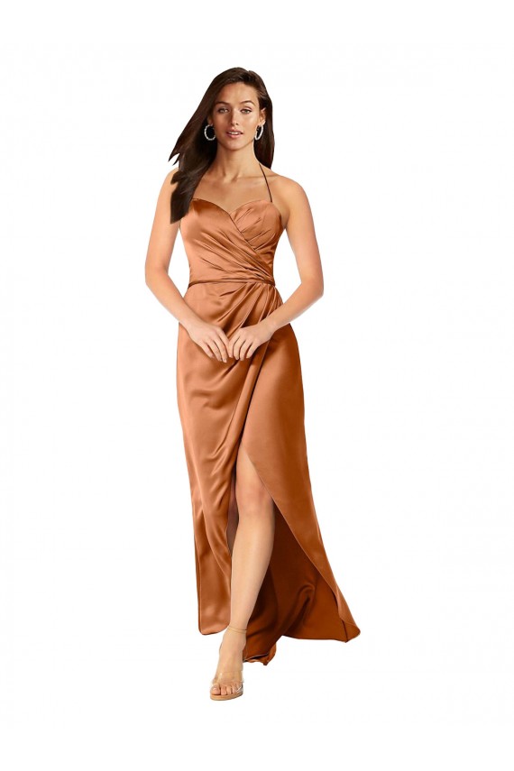 Silk like Satin Low Back Long Spaghetti Straps A-Line High Low Evening Gown / Prom Dress / Bridesmaid Dress Sudbury