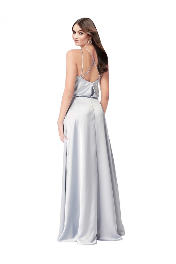 Silk like Satin Low Back Long Halter Neck A-Line Formal Evening Gown / Bridesmaid Dress Sudbury