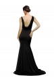 Silk like Satin Low Back Sweep Train V-Neck A-Line Formal Evening Gown / Prom Dress / Bridesmaid Dress Sudbury