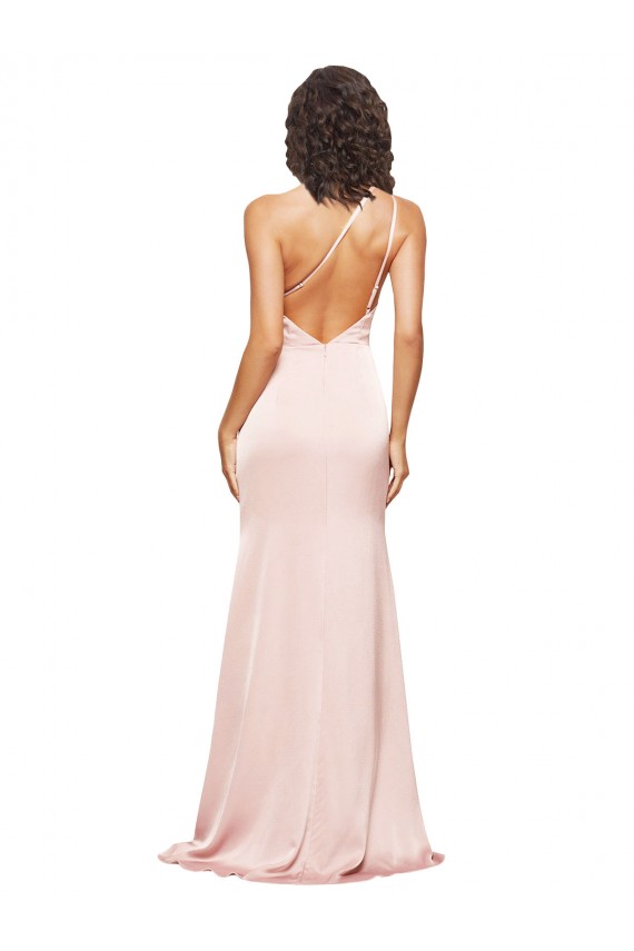 Silk like Satin Low Back Long One Shoulder Sheath Formal Evening Gown / Prom Dress / Bridesmaid Dress Sudbury