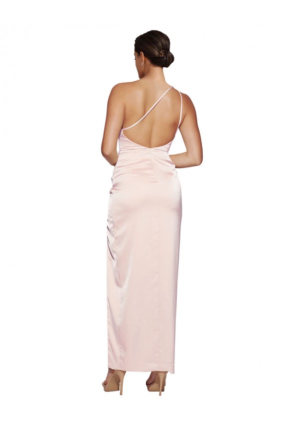 Silk like Satin Low Back Long One Shoulder A-Line Semi Formal Evening Dress / Prom Dress / Bridesmaid Dress Sudbury